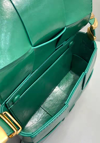 Mia Woven Brushed Leather Cross Body Bag Racing Green