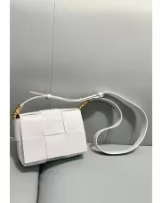 Mia Woven Brushed Leather Cross Body Bag White