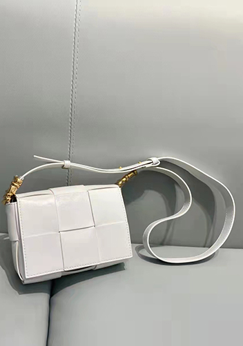 Mia Woven Brushed Leather Cross Body Bag White