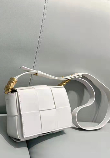 Mia Woven Brushed Leather Cross Body Bag White