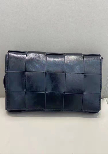 Mia Plaid Square Brushed Leather Shoulder Bag Black