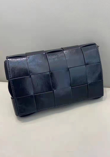 Mia Plaid Square Brushed Leather Shoulder Bag Black