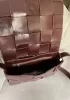 Mia Plaid Square Brushed Leather Shoulder Bag Choco