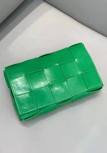 Mia Plaid Square Brushed Leather Shoulder Bag Green Parakeet