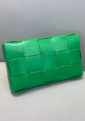 Mia Plaid Square Brushed Leather Shoulder Bag Green Parakeet