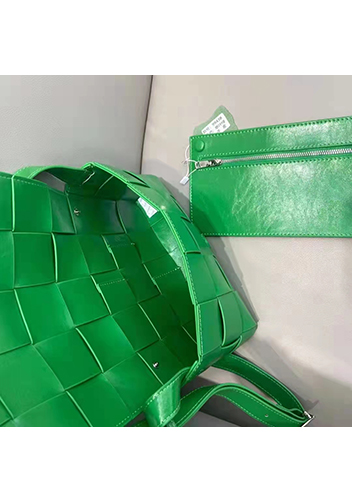Mia Plaid Square Brushed Leather Shoulder Bag Green Parakeet