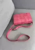 Mia Plaid Square Brushed Leather Shoulder Bag Pink