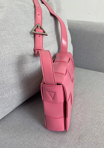 Mia Plaid Square Brushed Leather Shoulder Bag Pink