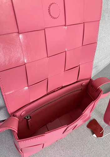 Mia Plaid Square Brushed Leather Shoulder Bag Pink