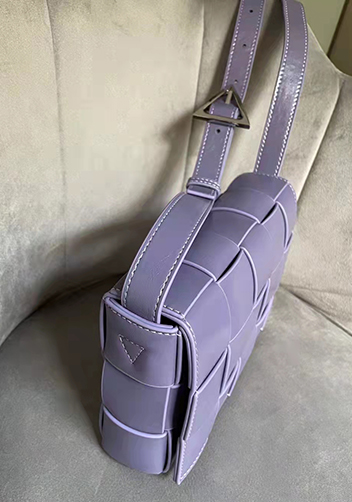 Mia Plaid Square Brushed Leather Shoulder Bag Purple