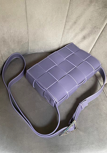 Mia Plaid Square Brushed Leather Shoulder Bag Purple