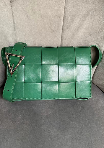 Mia Plaid Square Brushed Leather Shoulder Bag Racing Green