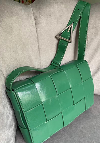 Mia Plaid Square Brushed Leather Shoulder Bag Racing Green