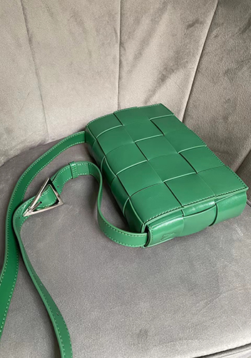Mia Plaid Square Brushed Leather Shoulder Bag Racing Green