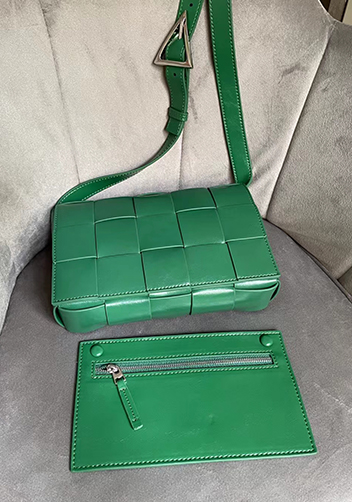 Mia Plaid Square Brushed Leather Shoulder Bag Racing Green