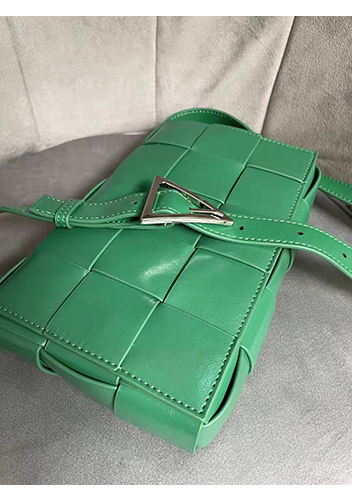 Mia Plaid Square Brushed Leather Shoulder Bag Racing Green