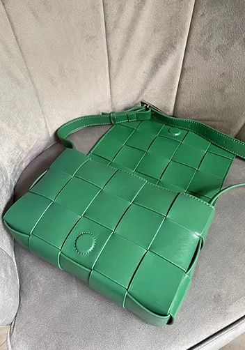 Mia Plaid Square Brushed Leather Shoulder Bag Racing Green