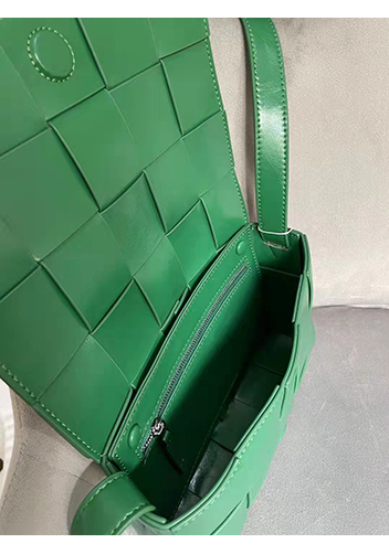 Mia Plaid Square Brushed Leather Shoulder Bag Racing Green