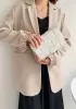 Mia Plaid Square Brushed Leather Shoulder Bag White