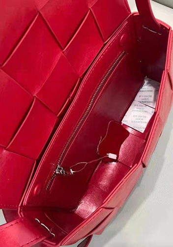 Mia Plaid Square Brushed Leather Shoulder Bag Red