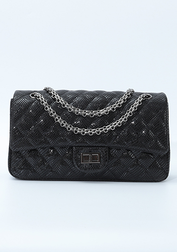 Adele Medium Flap Bag Diamond Shape Sesame Black