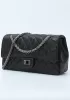 Adele Medium Flap Bag Diamond Shape Sesame Black