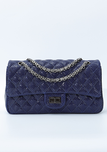 Adele Medium Flap Bag Diamond Shape Sesame Blue