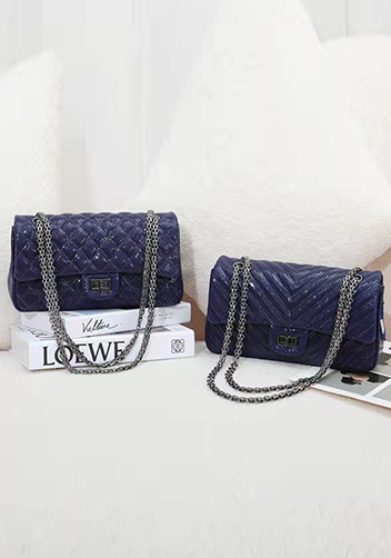 Adele Medium Flap Bag Diamond Shape Sesame Blue
