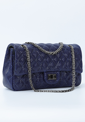Adele Medium Flap Bag Diamond Shape Sesame Blue