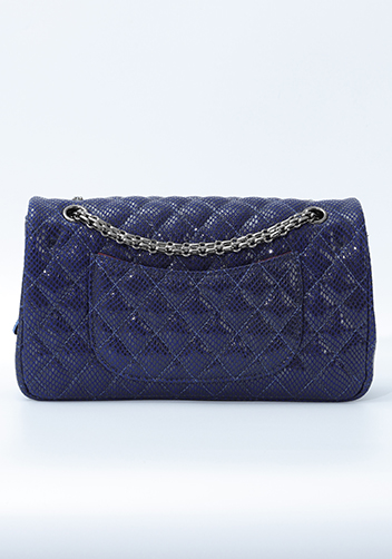Adele Medium Flap Bag Diamond Shape Sesame Blue