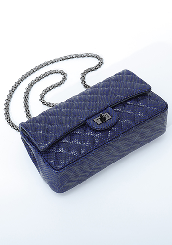 Adele Medium Flap Bag Diamond Shape Sesame Blue