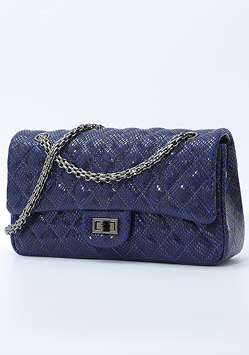 Adele Medium Flap Bag Diamond Shape Sesame Blue