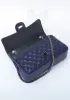 Adele Medium Flap Bag Diamond Shape Sesame Blue
