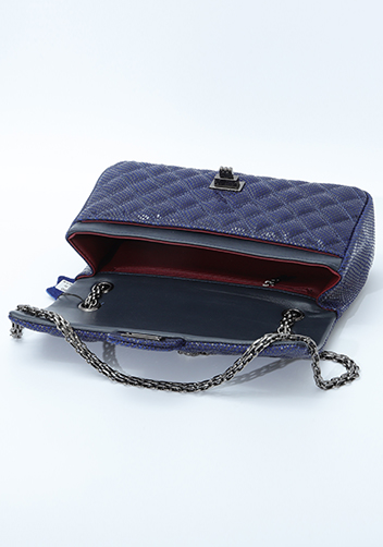 Adele Medium Flap Bag Diamond Shape Sesame Blue