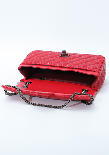 Adele Medium Flap Bag Diamond Shape Sesame Red