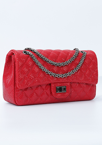 Adele Medium Flap Bag Diamond Shape Sesame Red