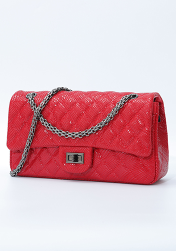 Adele Medium Flap Bag Diamond Shape Sesame Red