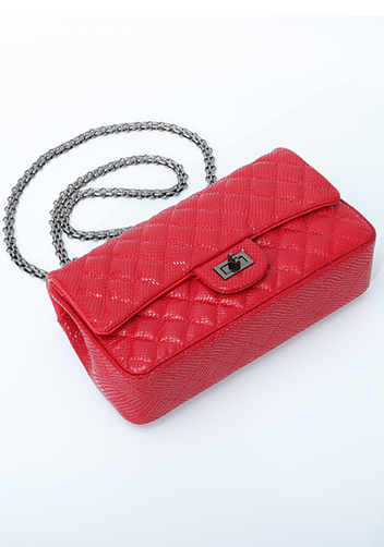 Adele Medium Flap Bag Diamond Shape Sesame Red