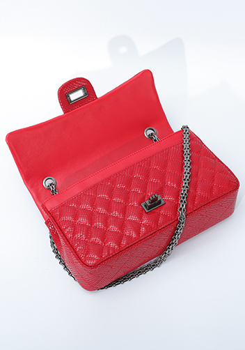 Adele Medium Flap Bag Diamond Shape Sesame Red