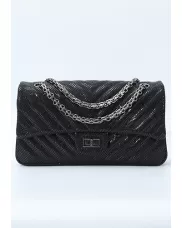 Adele Medium Flap Bag V Shape Sesame Black