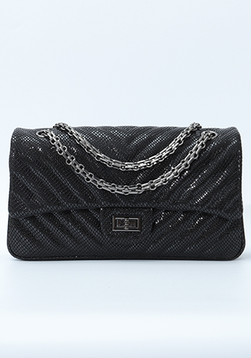 Adele Medium Flap Bag V Shape Sesame Black
