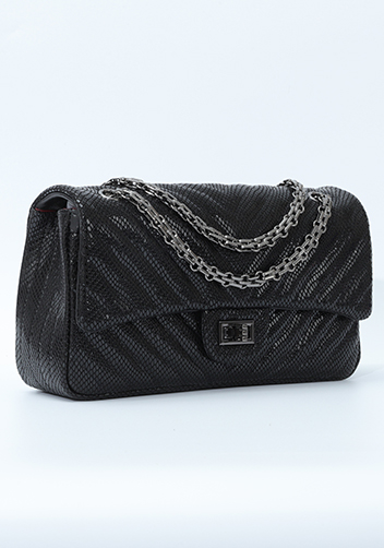 Adele Medium Flap Bag V Shape Sesame Black