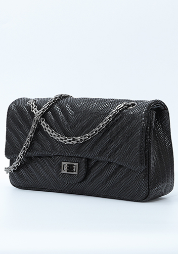 Adele Medium Flap Bag V Shape Sesame Black