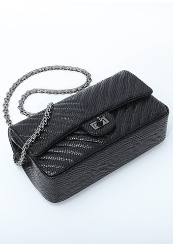 Adele Medium Flap Bag V Shape Sesame Black