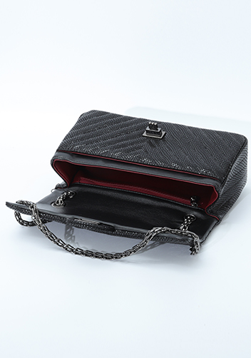 Adele Medium Flap Bag V Shape Sesame Black