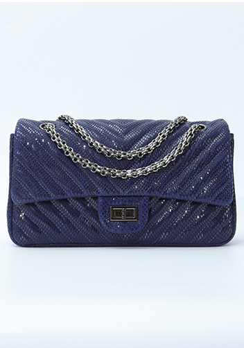 Adele Medium Flap Bag V Shape Sesame Blue