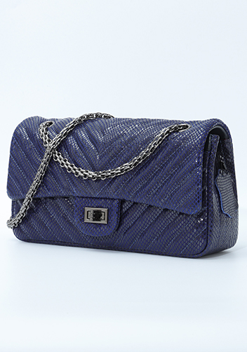 Adele Medium Flap Bag V Shape Sesame Blue