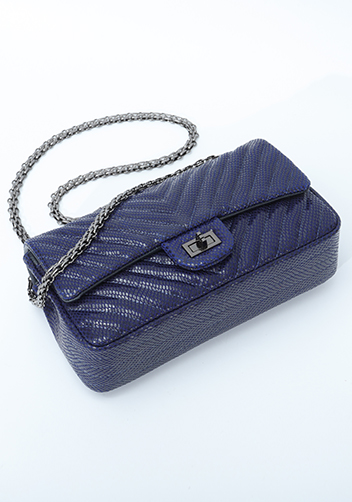 Adele Medium Flap Bag V Shape Sesame Blue