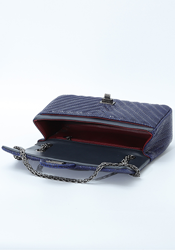 Adele Medium Flap Bag V Shape Sesame Blue