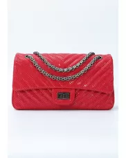 Adele Medium Flap Bag V Shape Sesame Red